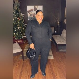 Long Sleeve Button Front Jumpsuit